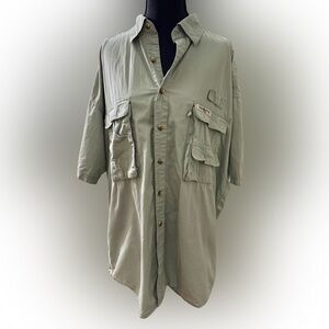 Hook & Tackle Light Sage Utility Field Fishing Shirt Sz Large